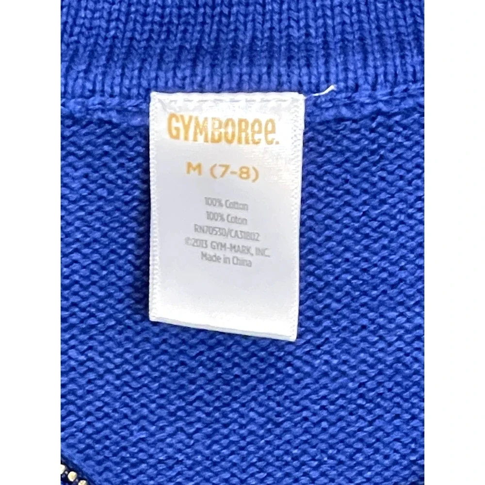 Gymboree Boys 1/4 Zip Pullover‎ Sweater Size Medium (7-8) Blue With Gray Zig Zag